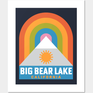 Big Bear Lake California Rainbow Retro Mountain Badge Posters and Art